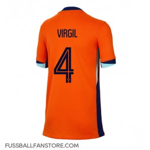 Niederlande Virgil van Dijk #4 Replik Heimtrikot Damen EM 2024 Kurzarm